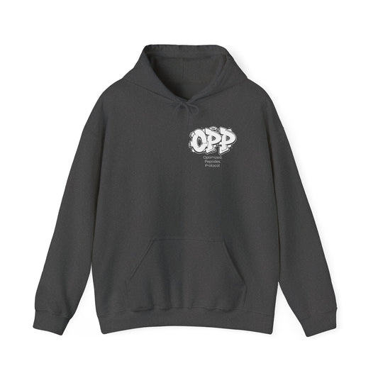 OPP Graffiti Optimized Peptides Hoodie - Metabolic Sovereignty Double-Sided Biohacking Pullover