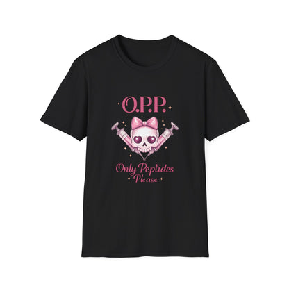 OPP - Only Peptides Please Skull Tee | Feminine Peptide Biohacker Shirt