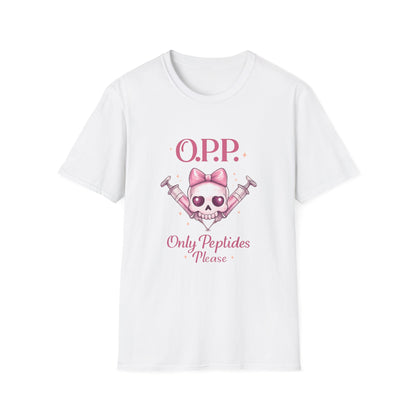 OPP - Only Peptides Please Skull Tee | Feminine Peptide Biohacker Shirt