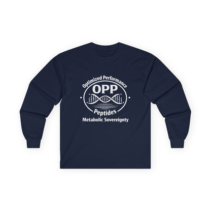 OPP Optimized Performance Peptides Long Sleeve T-Shirt - DNA Helix Biohacking Metabolic Sovereignty Tee