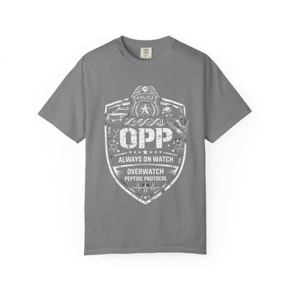 OPP Police Badge T-Shirt – Overwatch Peptide Protocol— "Always On Watch" Vintage Overwatch Tee