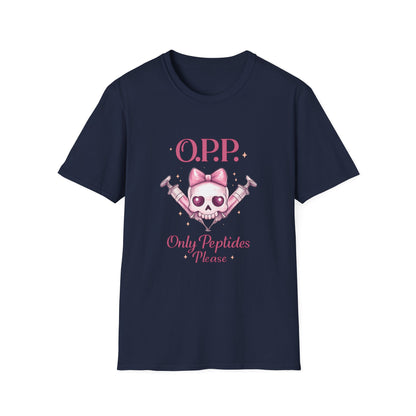 OPP - Only Peptides Please Skull Tee | Feminine Peptide Biohacker Shirt