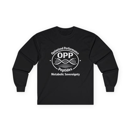 OPP Optimized Performance Peptides Long Sleeve T-Shirt - DNA Helix Biohacking Metabolic Sovereignty Tee