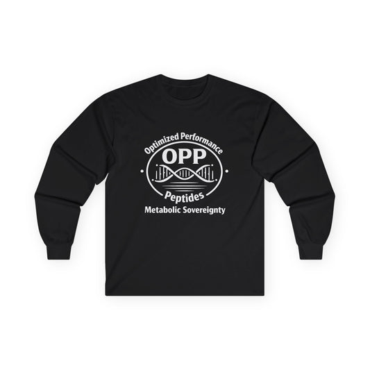 OPP Optimized Performance Peptides Long Sleeve T-Shirt - DNA Helix Biohacking Metabolic Sovereignty Tee