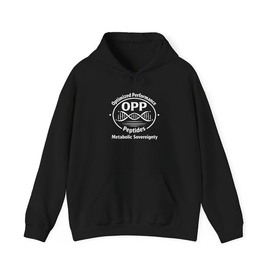 Level up your biohacking wardrobe with the OPP Optimized Performance Peptides Hoodie, featuring a standout circular emblem: arched "Optimized Performance" at the top, dominant "OPP" center, a sleek...