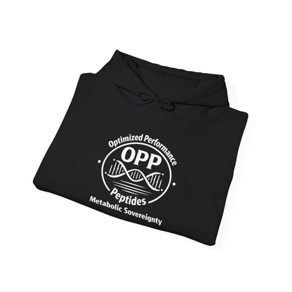 Level up your biohacking wardrobe with the OPP Optimized Performance Peptides Hoodie, featuring a standout circular emblem: arched "Optimized Performance" at the top, dominant "OPP" center, a sleek...