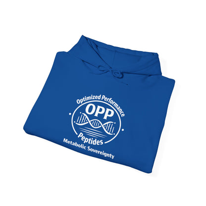 Level up your biohacking wardrobe with the OPP Optimized Performance Peptides Hoodie, featuring a standout circular emblem: arched "Optimized Performance" at the top, dominant "OPP" center, a sleek...