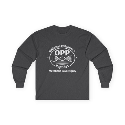 OPP Optimized Performance Peptides Long Sleeve T-Shirt - DNA Helix Biohacking Metabolic Sovereignty Tee