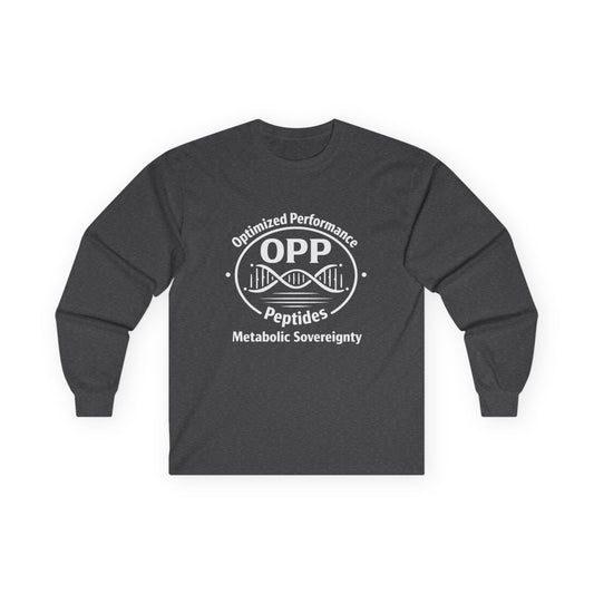 OPP Optimized Performance Peptides Long Sleeve T-Shirt - DNA Helix Biohacking Metabolic Sovereignty Tee