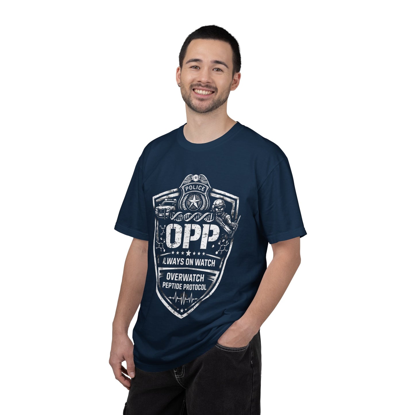 OPP Police Badge T-Shirt – Overwatch Peptide Protocol— "Always On Watch" Vintage Overwatch Tee